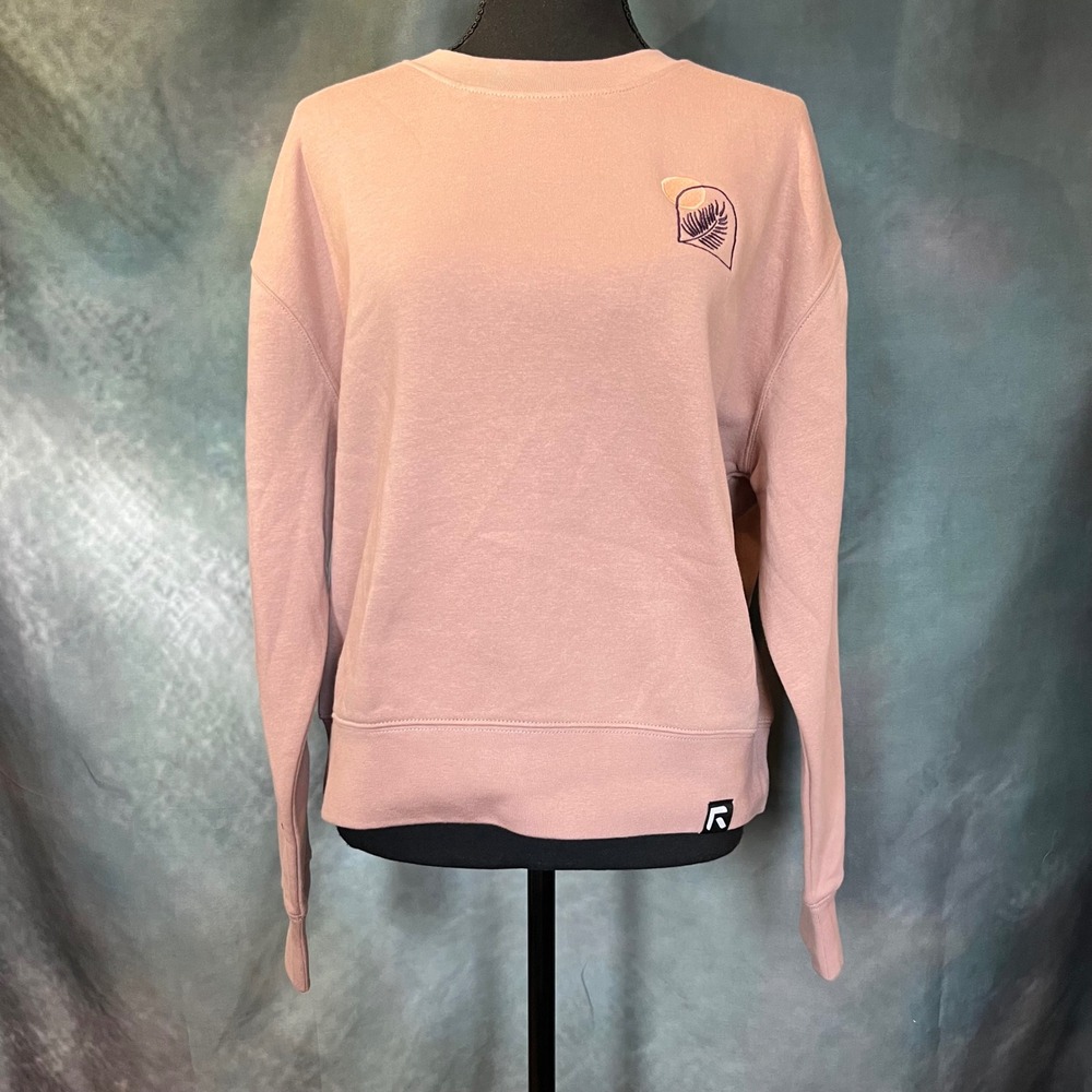 Radical Crewneck‎ Sweatshirt Dusty Rose Embroidered Leaf Sun Quote Size Small